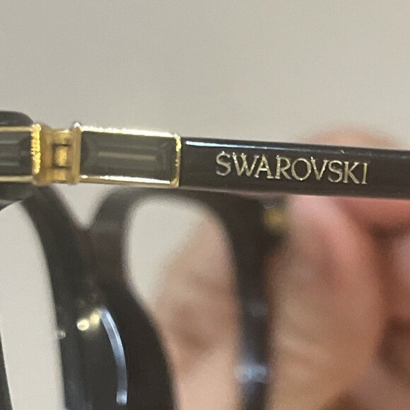 Swarovski Women's Eyeglasses Shiny Black Cat Eye Plastic Frame Sk2003 - Picture 3 of 7